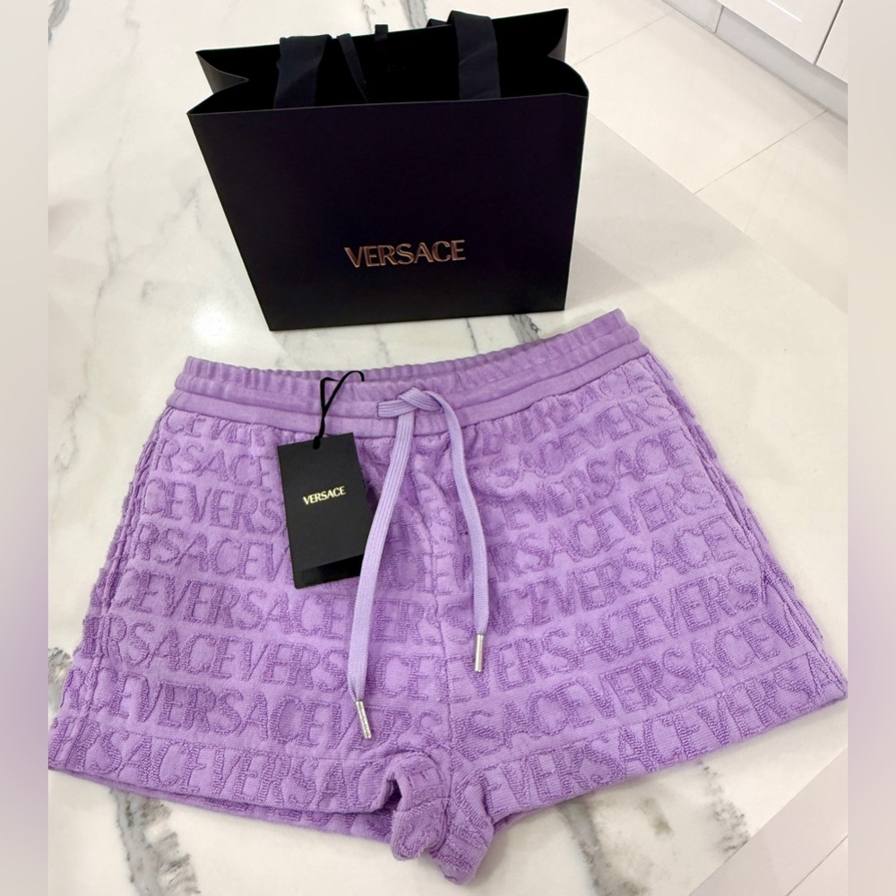 Versace Logo Jacquard Towel Stitched Shorts